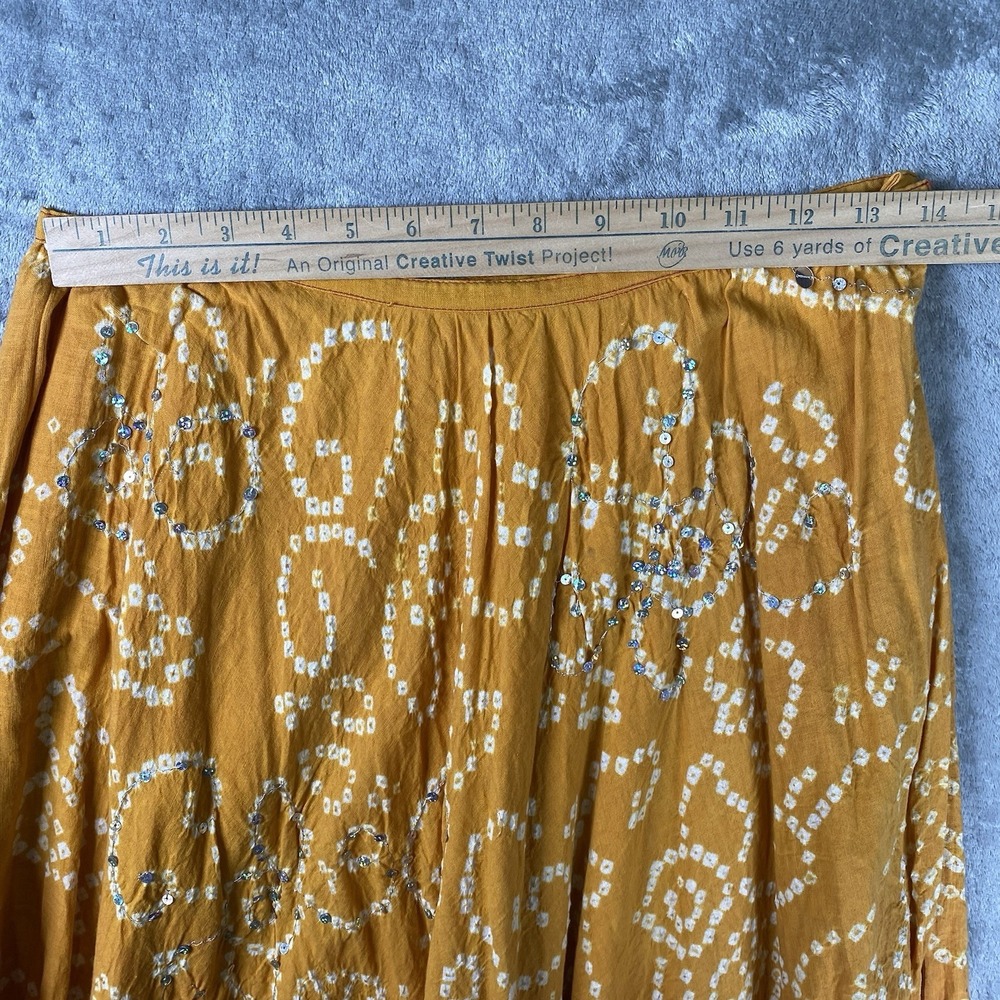 Vtg Y2K Skirt Womens Sz S Brown Orange Embellished Maxi Full Gypsy Boho Sequins - Picture 8 of 11